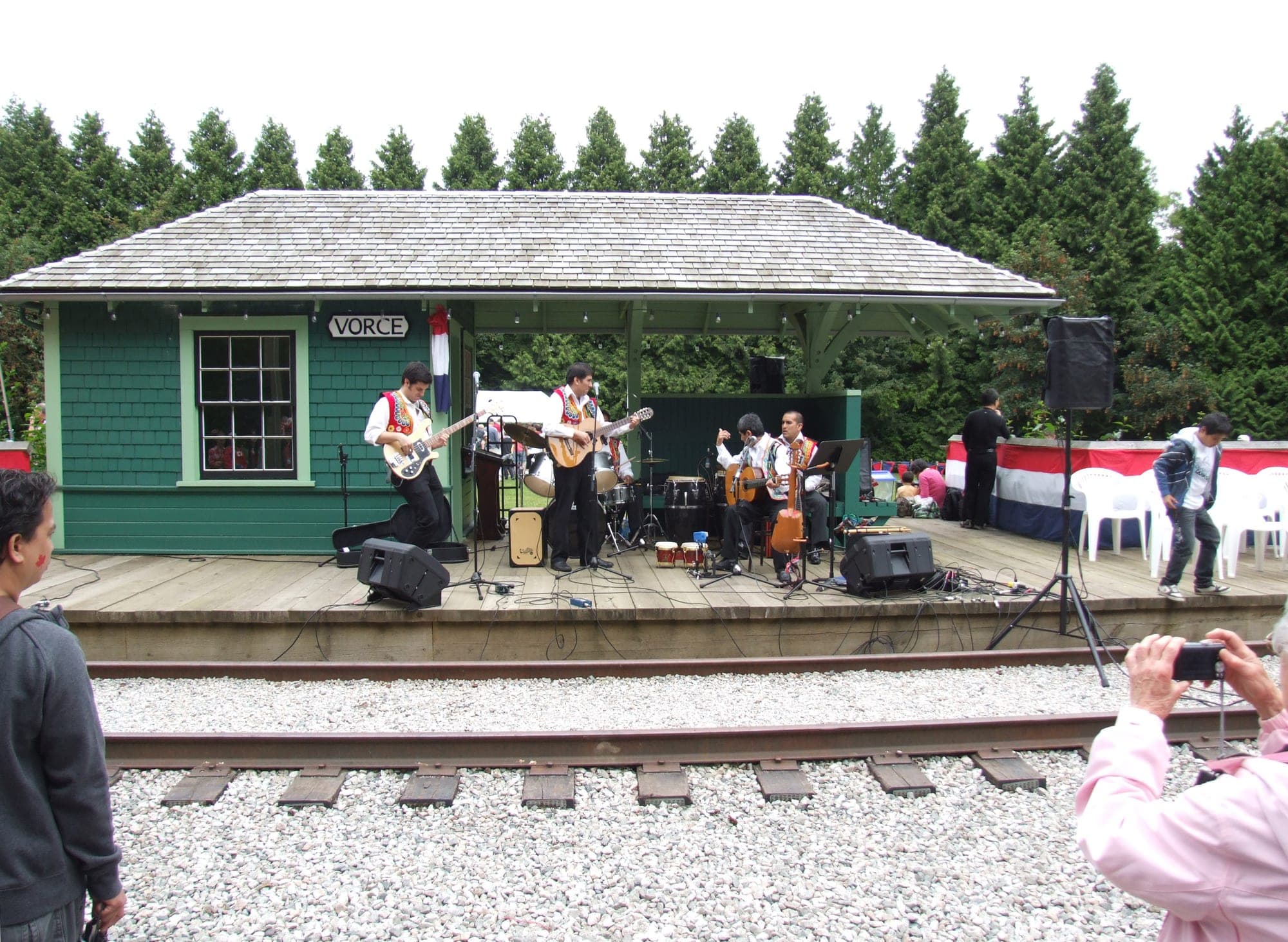 A restored heritage interurban streetcar station at the Burnaby Village Museum in Deer Lake Park, part of the 1920s streetcar village recreation.
